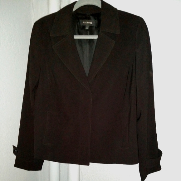 Oversized Black Talbots Jacket Loose Fit Belted Sleeves Classic Short Coat 6 S M - Picture 2 of 10